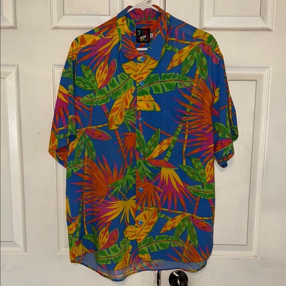 Vintage Jam’s World Tropical Hawaiian Print Short Sleeve Button Down Shirt - Picture 1 of 4